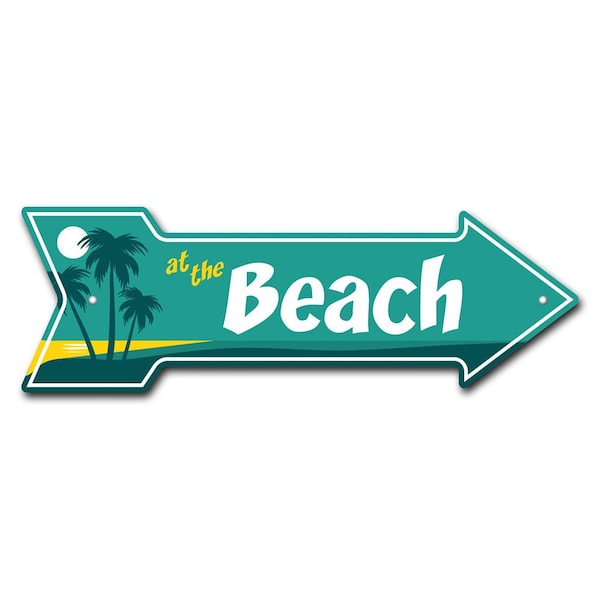At The Beach Arrow Sign Funny Home Decor 36in Wide